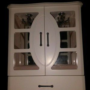 White & Pink Wood Jewelry Storage Box Organizer